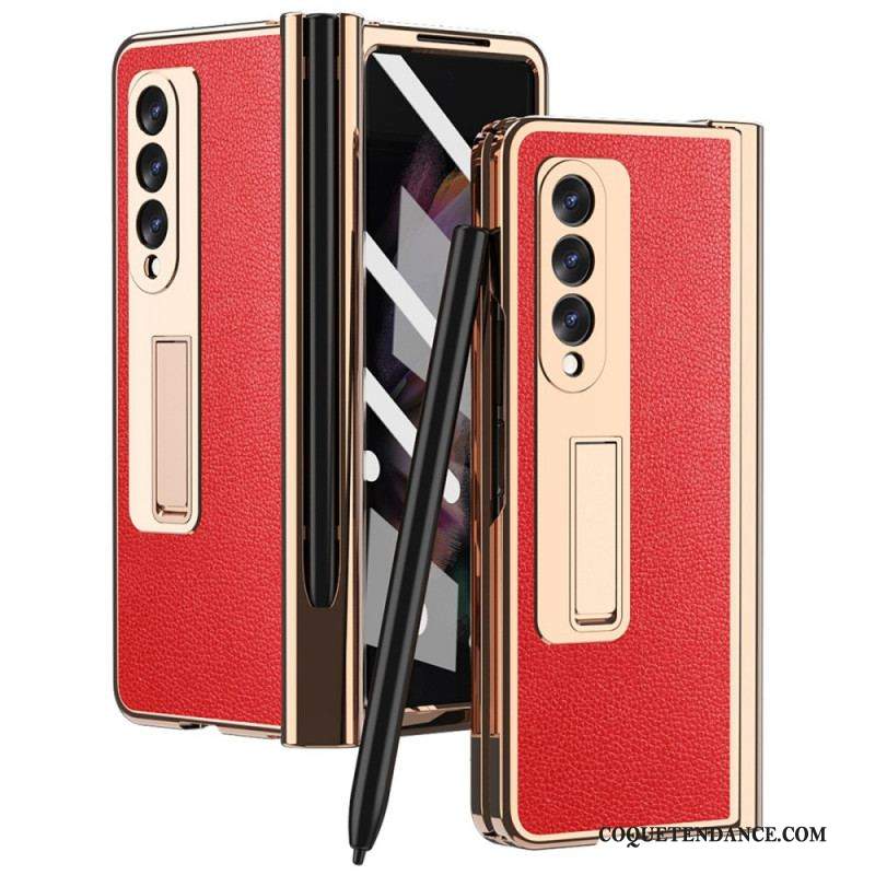 Coque Samsung Galaxy Z Fold 3 5G Cuir Litchi Multi-Fonctions