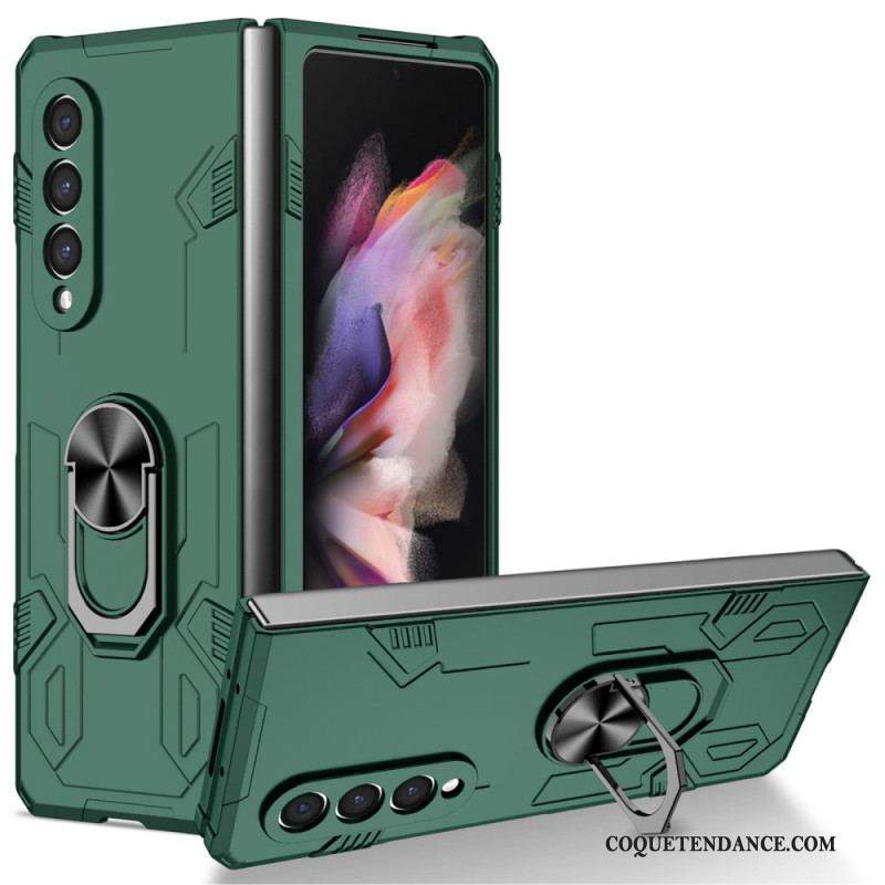 Coque Samsung Galaxy Z Fold 4 Bi-matière et Anneau Rotatif