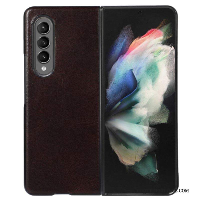 Coque Samsung Galaxy Z Fold 4 Classique Cuir Véritable de Vache