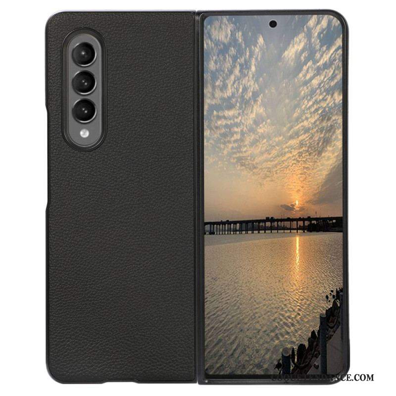 Coque Samsung Galaxy Z Fold 4 Simili Cuir Litchi Effet Rétro