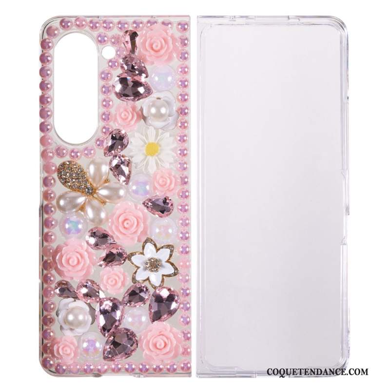 Coque Samsung Galaxy Z Fold 5 Breloques Fleurs