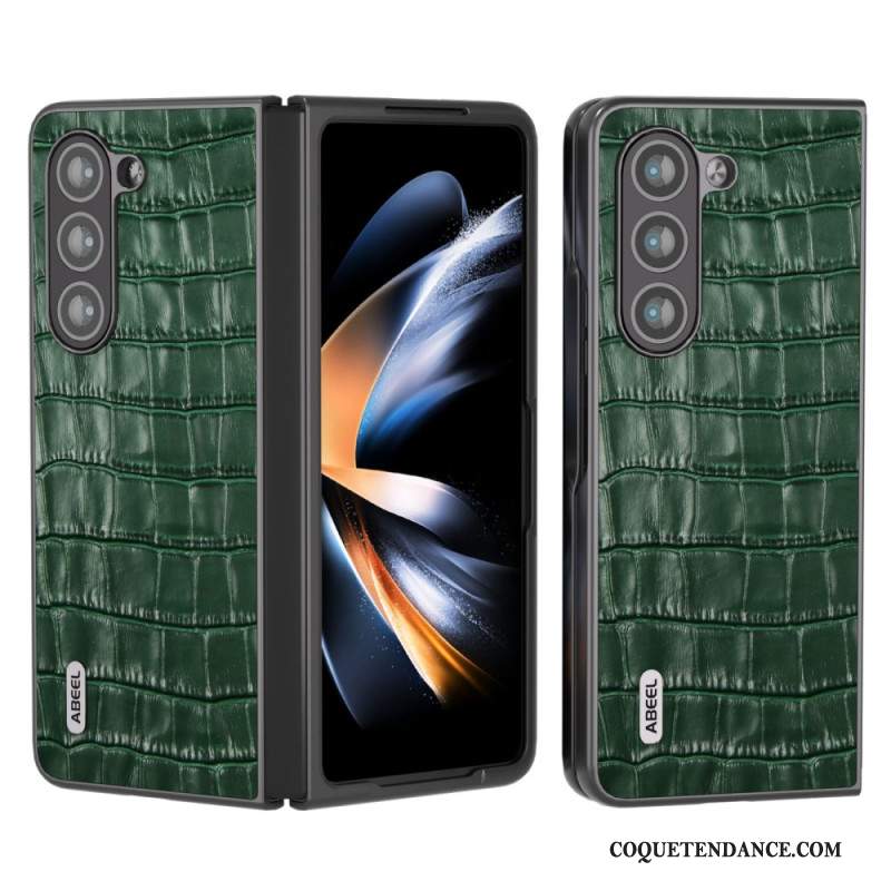 Coque Samsung Galaxy Z Fold 5 Cuir Véritable Design Crocodile