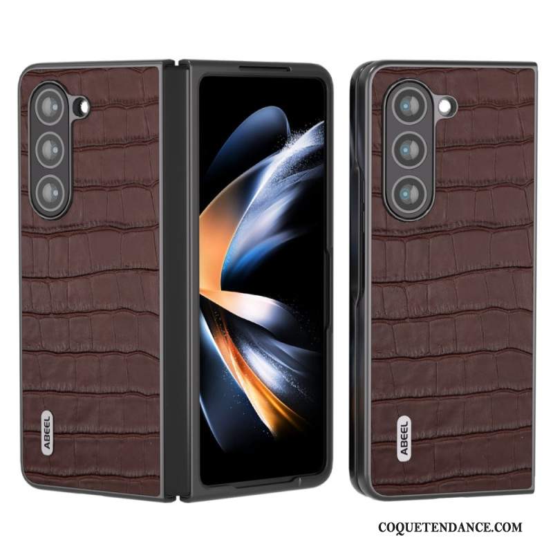 Coque Samsung Galaxy Z Fold 5 Cuir Véritable Design Crocodile