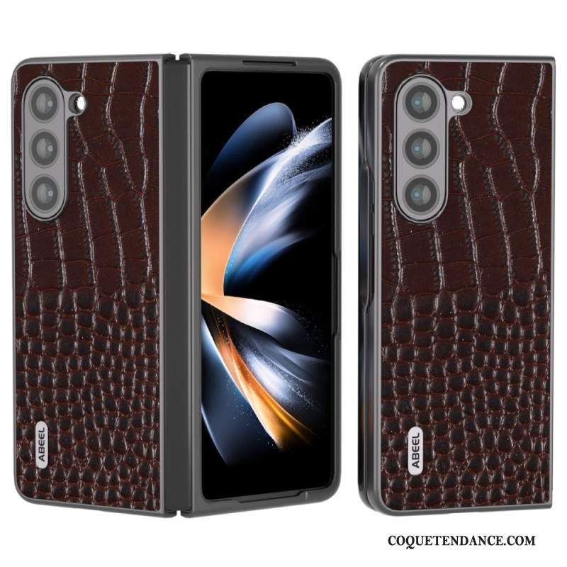 Coque Samsung Galaxy Z Fold 5 Vrai Cuir Effet Croco ABEEL