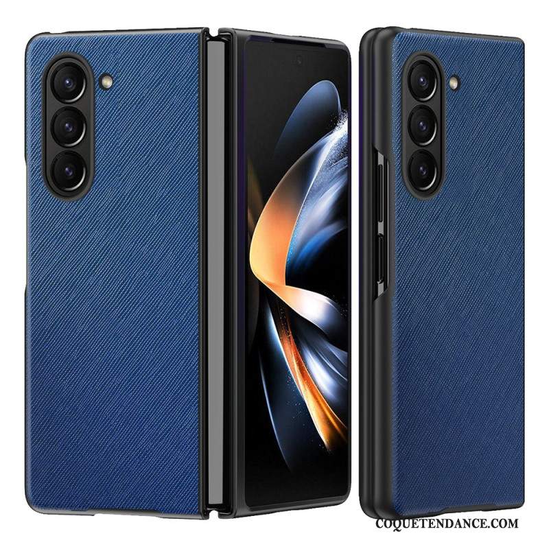 Coque Samsung Galaxy Z Fold Style Cuir Effet Tissé