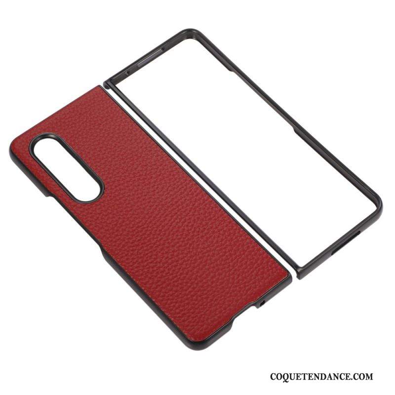 Coque Samsung Z Fold 4 Simili Cuir Litchi Effet Vintage