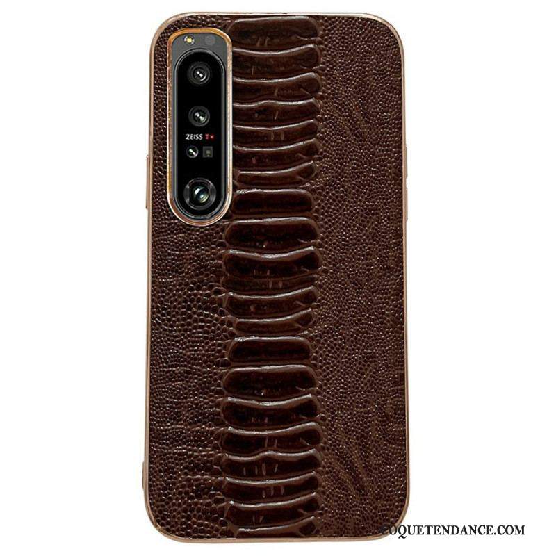 Coque Sony Xperia 1 IV Cuir Véritable Style Crocodile