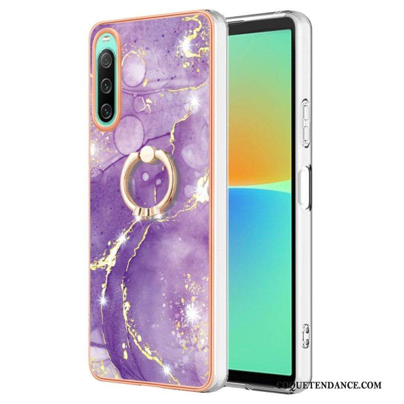 Coque Sony Xperia 10 IV Marbre avec Anneau-Support