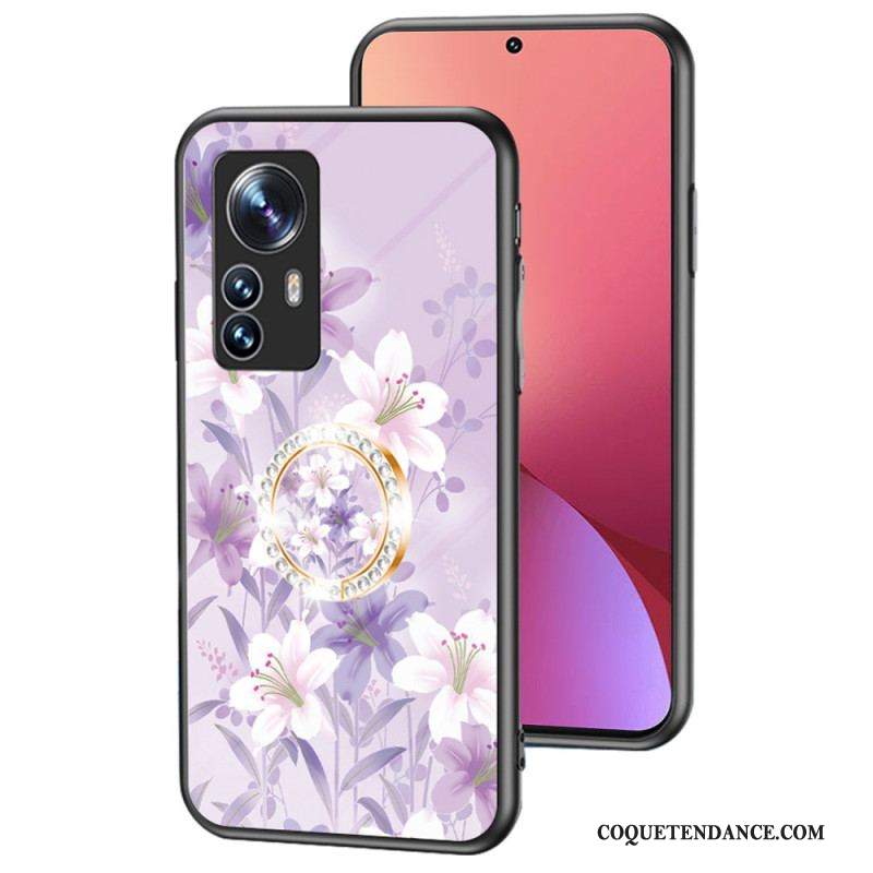 Coque Xiaomi 12 / 12X Verre Trempé avec Anneau Fleurs