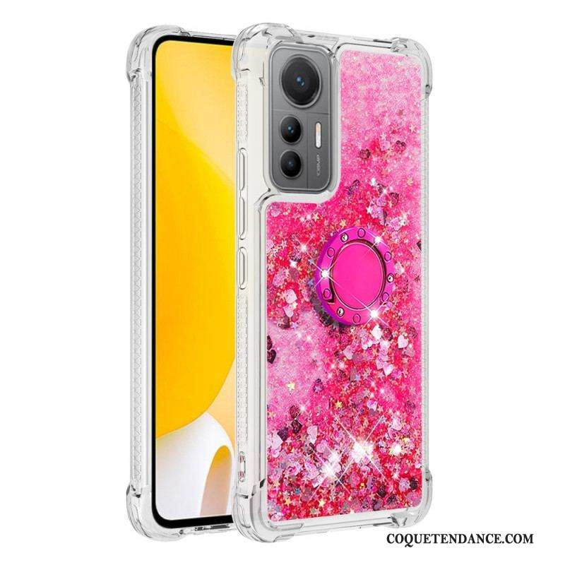 Coque Xiaomi 12 Lite Paillettes Colorées Anneau-Support