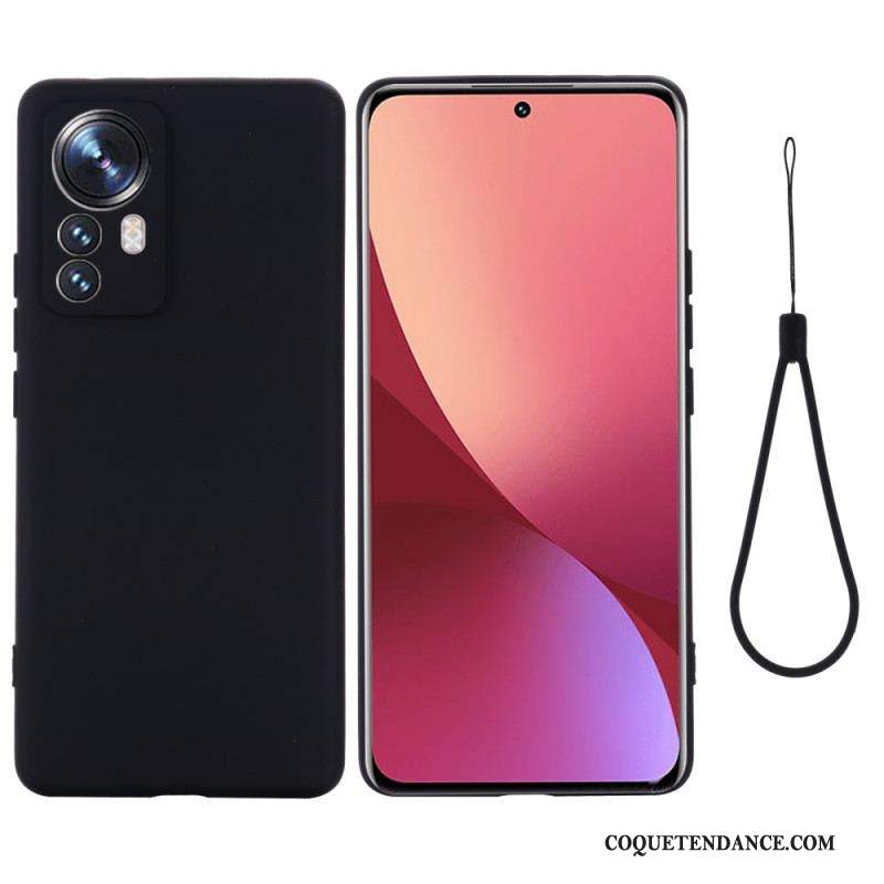 Coque Xiaomi 12 Pro Silicone Liquide Avec Lanière