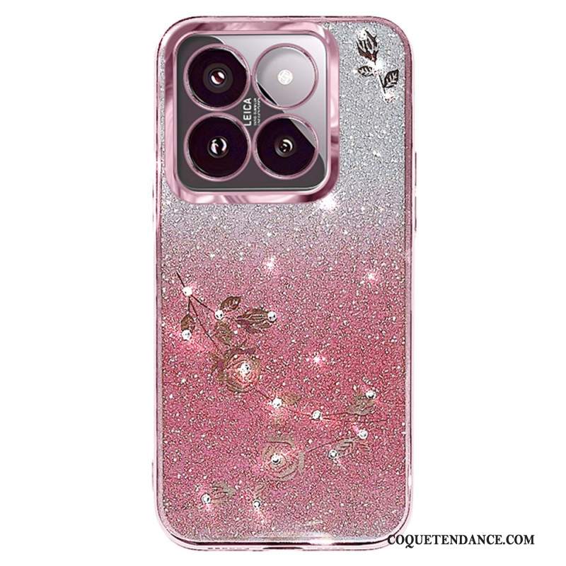 Coque Xiaomi 14T Pro Strass et Fleurs KADEM