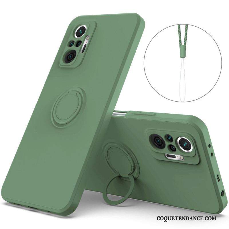 Coque Xiaomi Redmi Note 10 Pro Silicone Liquide Anneau et Lanière