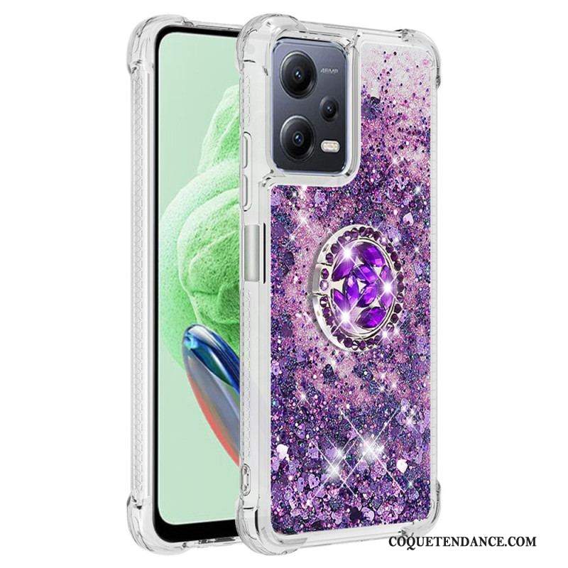 Coque Xiaomi Redmi Note 12/Poco X5 5G Paillettes Colorées Anneau-Support