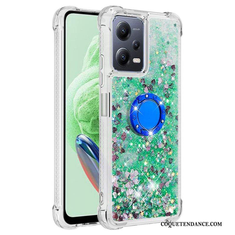 Coque Xiaomi Redmi Note 12/Poco X5 5G Paillettes Colorées Anneau-Support