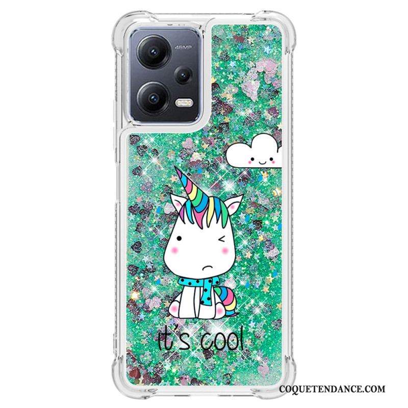 Coque Xiaomi Redmi Note 12/Poco X5 5G Paillettes Licornes