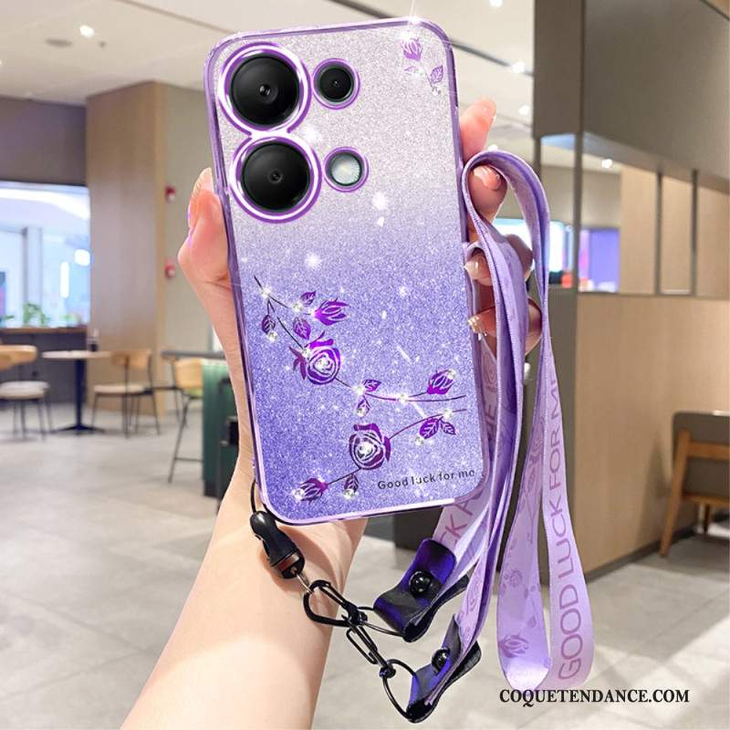 Coque Xiaomi Redmi Note 13 Pro 5G / Poco X6 5G Strass et Paillettes à Lanière KADEM