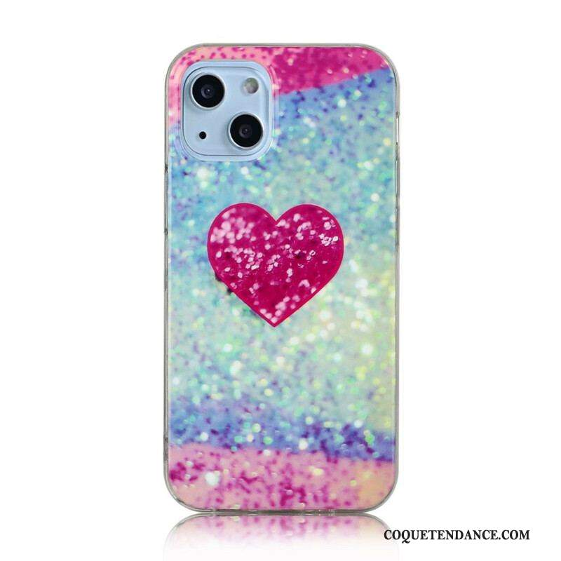 Coque iPhone 13 Mini Marbre Paillettes