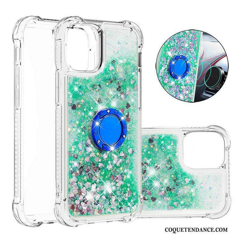 Coque iPhone 13 Mini Paillettes avec Anneau-Support