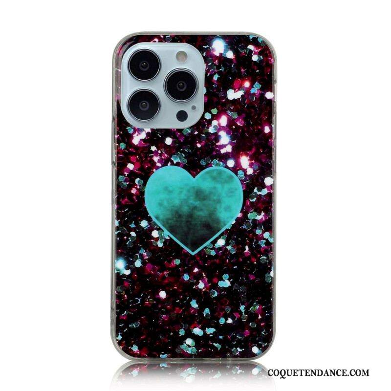 Coque iPhone 13 Pro Marbre Paillettes