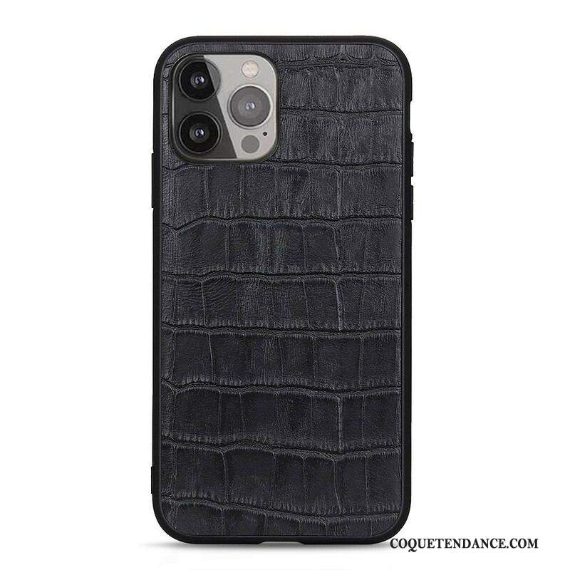 Coque iPhone 13 Pro Max Véritable Cuir Texture Crocodile