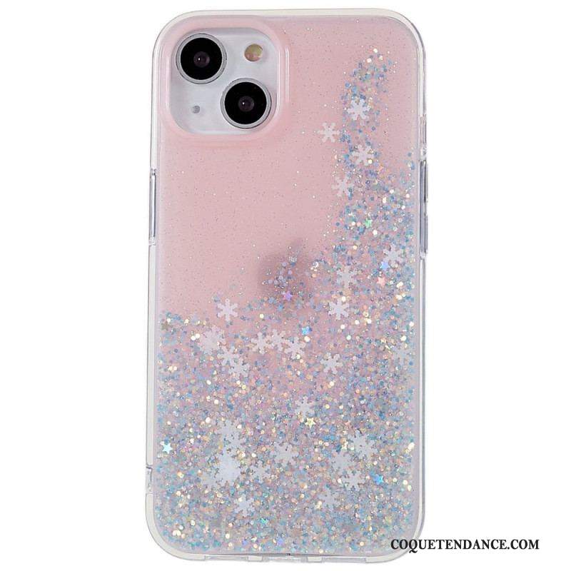 Coque iPhone 14 Paillettes Flocons