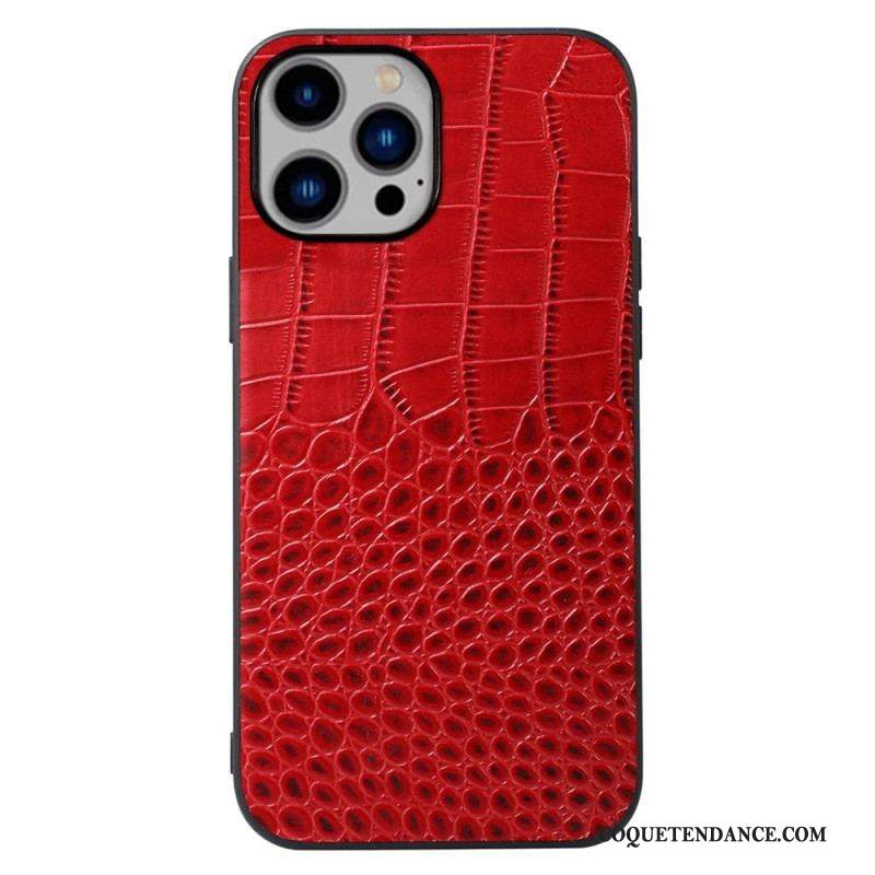 Coque iPhone 14 Plus Cuir Véritable Texture Crocodile