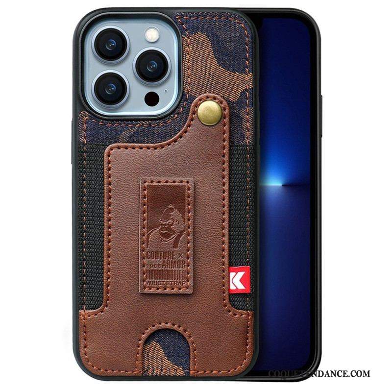 Coque iPhone 14 Porte-Cartes et Sangle Jeans