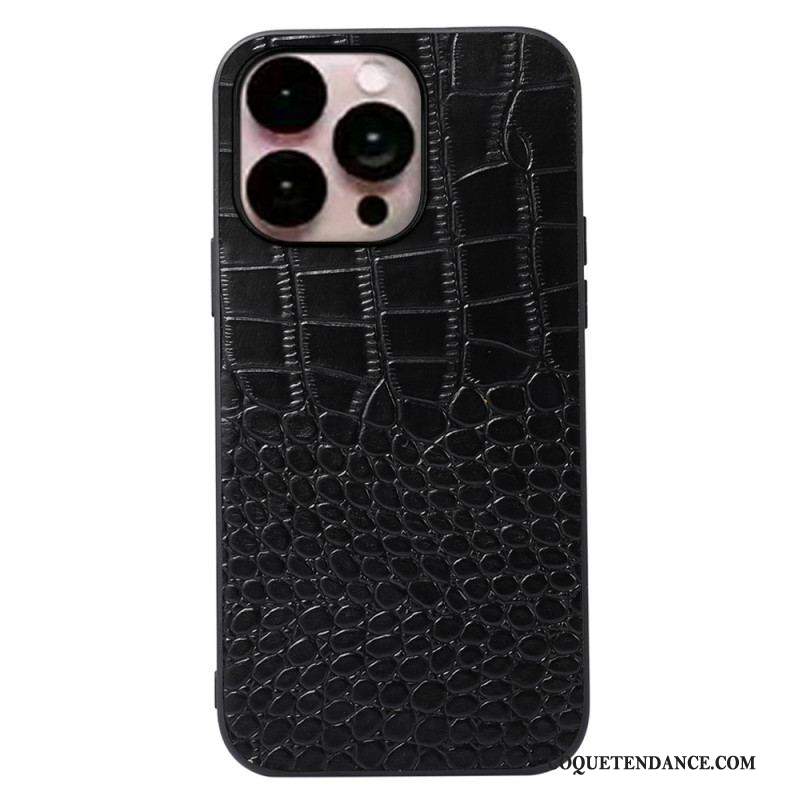 Coque iPhone 14 Pro Max Cuir Véritable Texture Crocodile