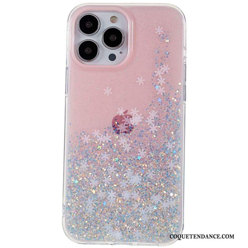 Coque iPhone 14 Pro Paillettes Flocons