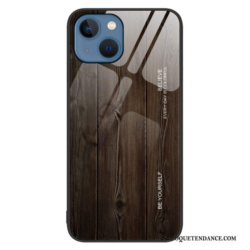 Coque iPhone 14 Verre Trempé Design Bois