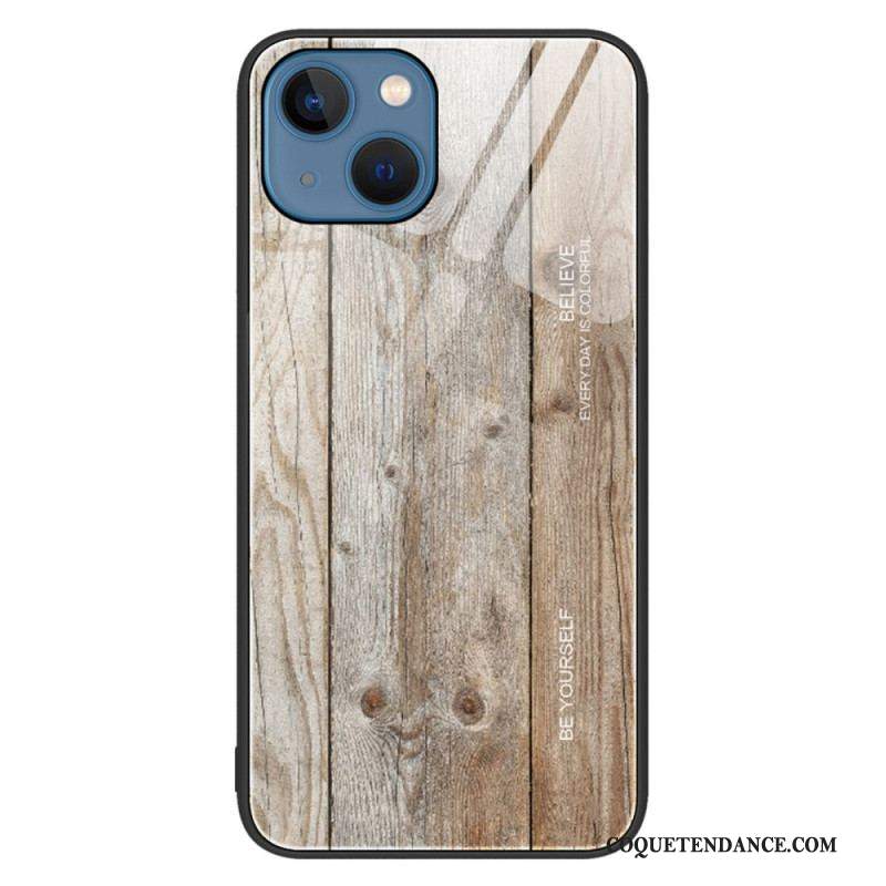 Coque iPhone 14 Verre Trempé Design Bois