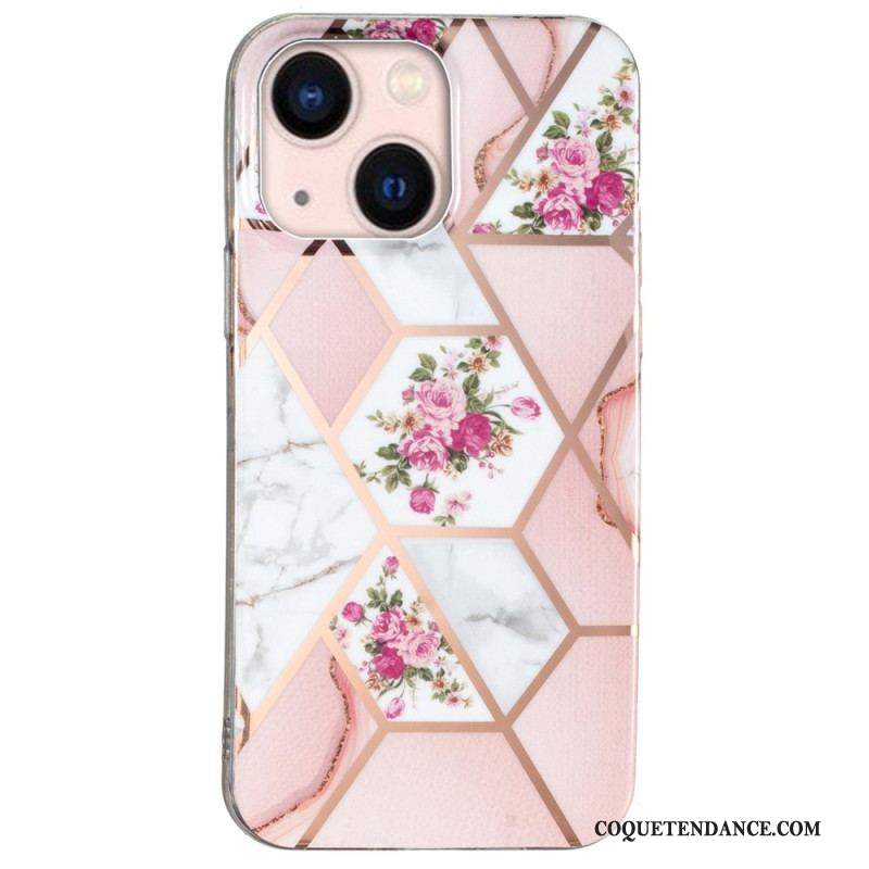 Coque iPhone 15 Plus Marbre Floral