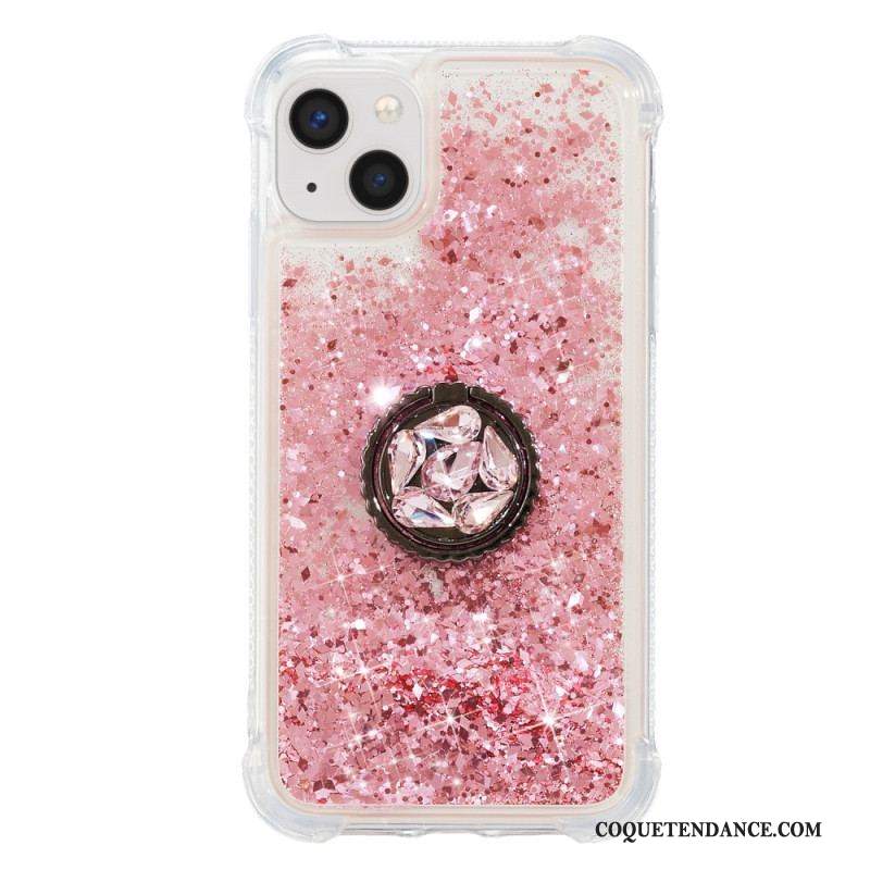 Coque iPhone 15 Plus Paillettes avec Anneau-Support