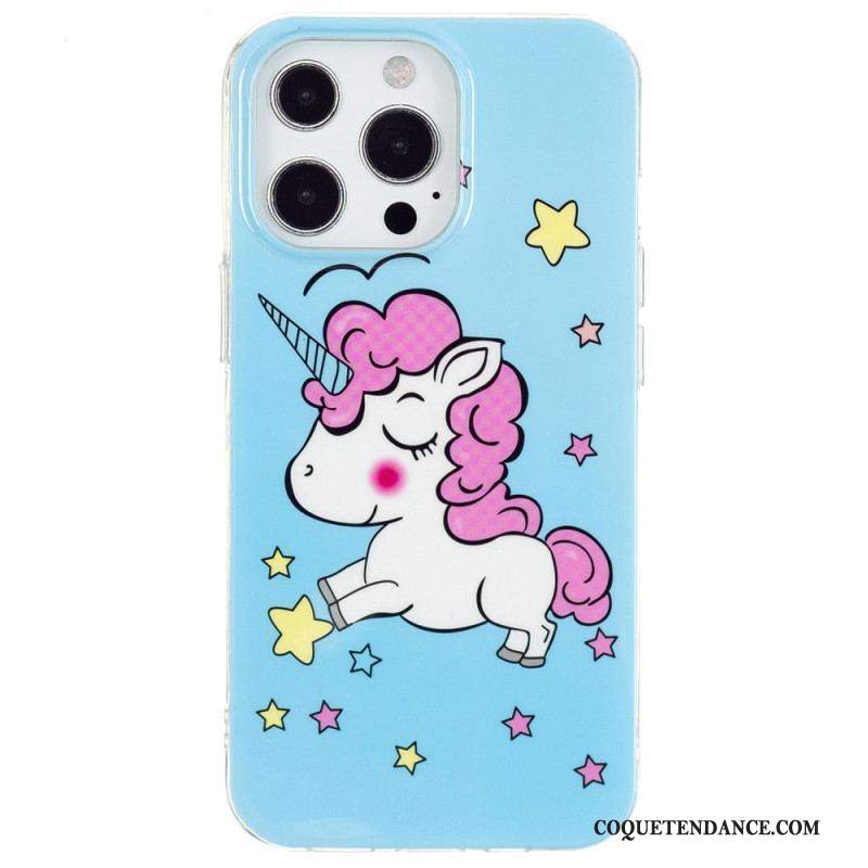 Coque iPhone 15 Pro Fluorescente Licorne