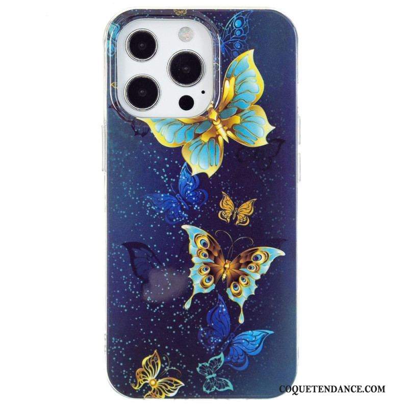 Coque iPhone 15 Pro Fluorescente Papillons