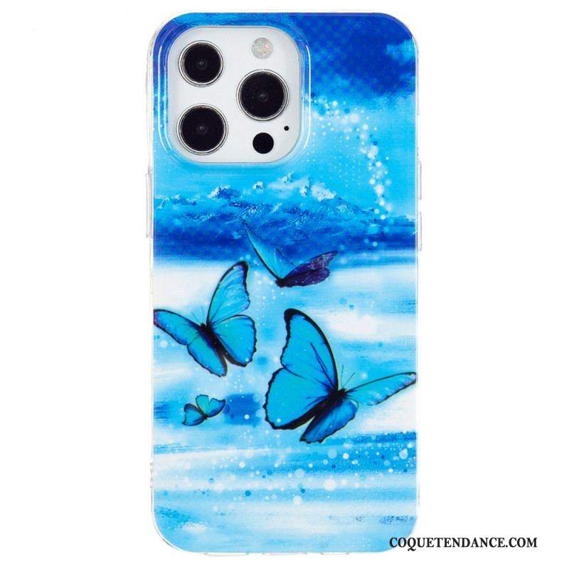 Coque iPhone 15 Pro Fluorescente Papillons