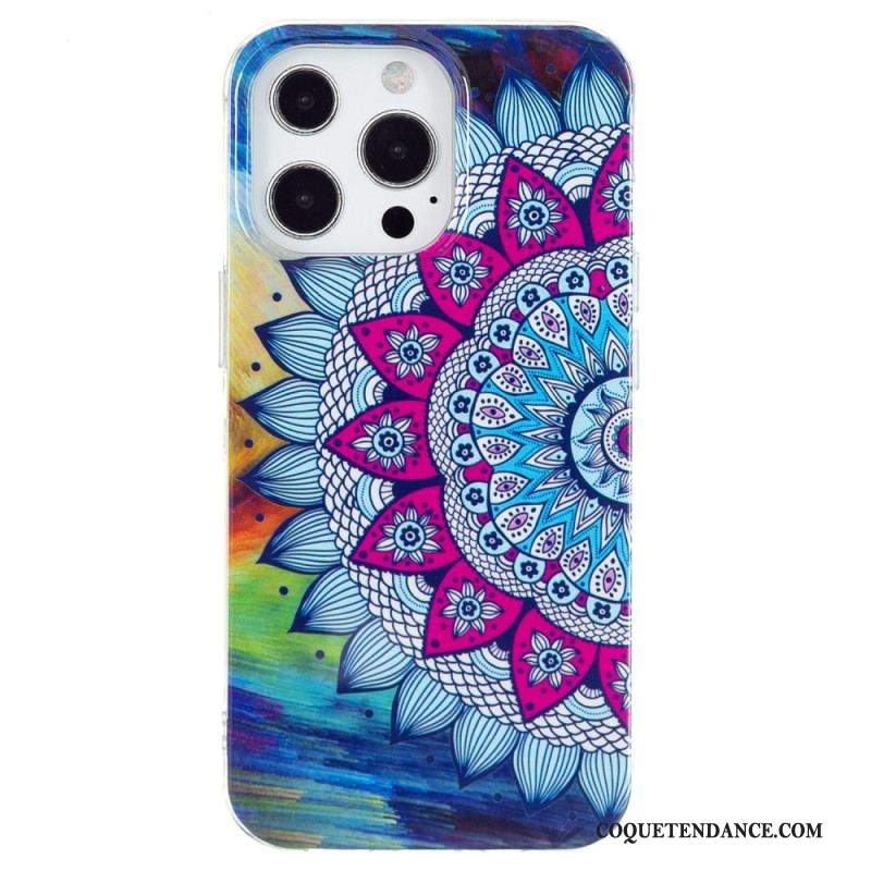 Coque iPhone 15 Pro Max Fluorescente Mandala