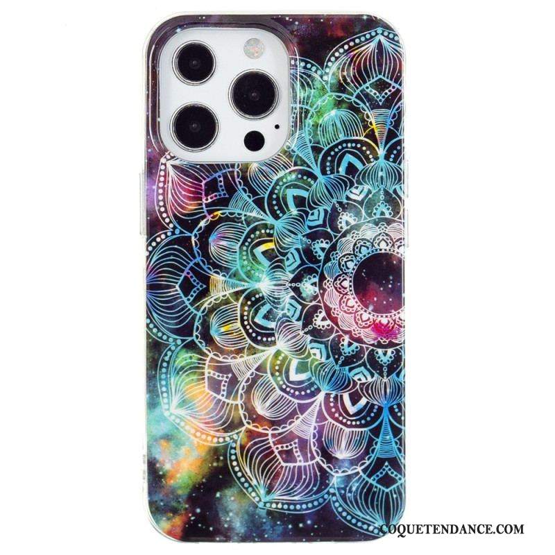 Coque iPhone 15 Pro Max Fluorescente Mandala