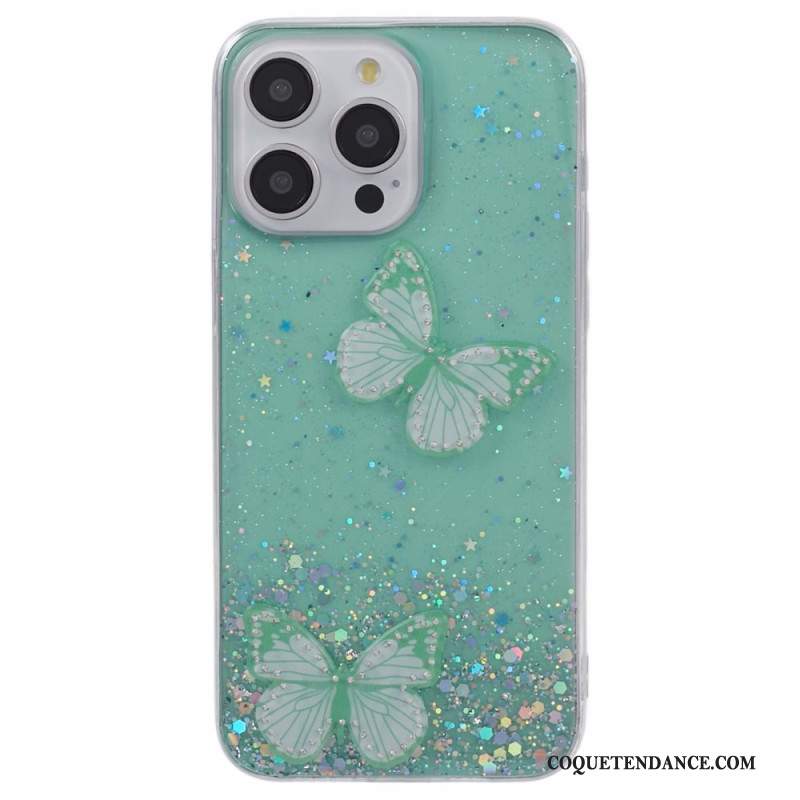 Coque iPhone 16 Pro Max Papillons Scintillants