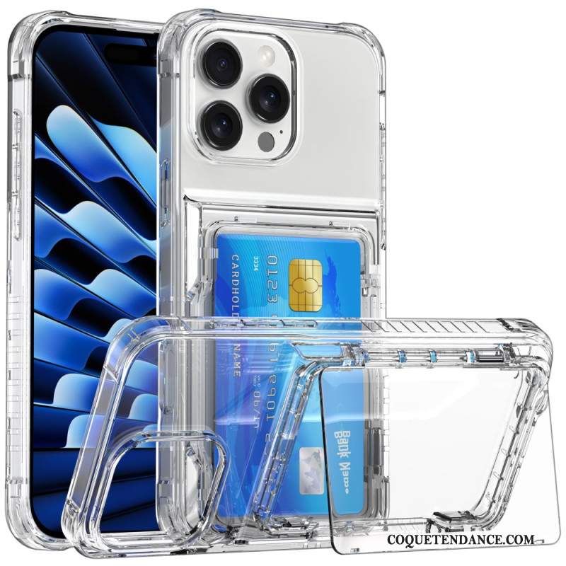 Coque iPhone 16 Pro Max Transparente Porte-Cartes et Support