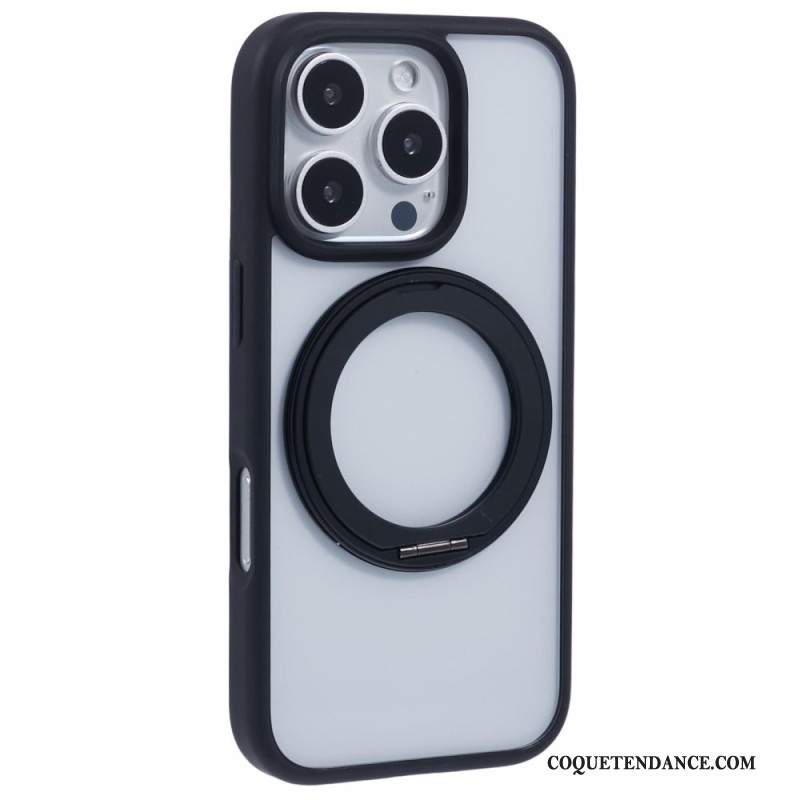 Coque iPhone 16 Pro Transparent avec Support de Rotation