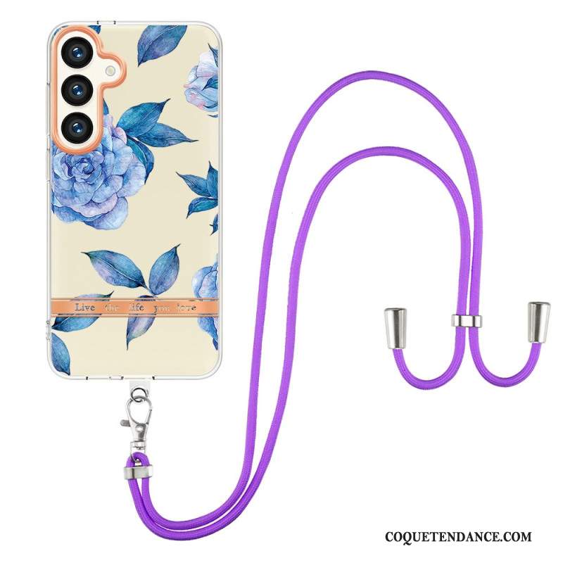 Coque à Cordon Samsung Galaxy S24 Plus 5G Motif Floral