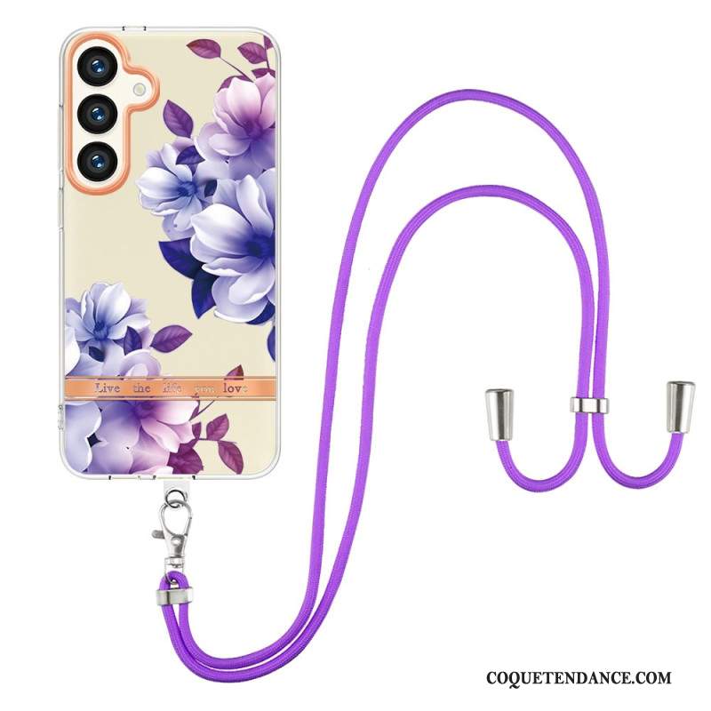 Coque à Cordon Samsung Galaxy S24 Plus 5G Motif Floral