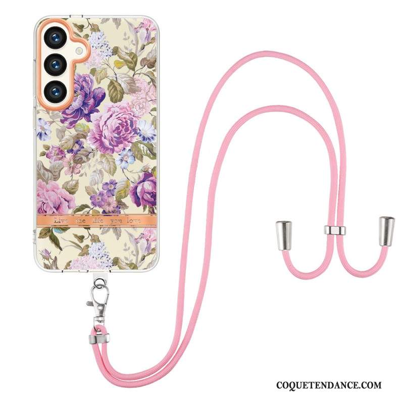 Coque à Cordon Samsung Galaxy S24 Plus 5G Motif Floral