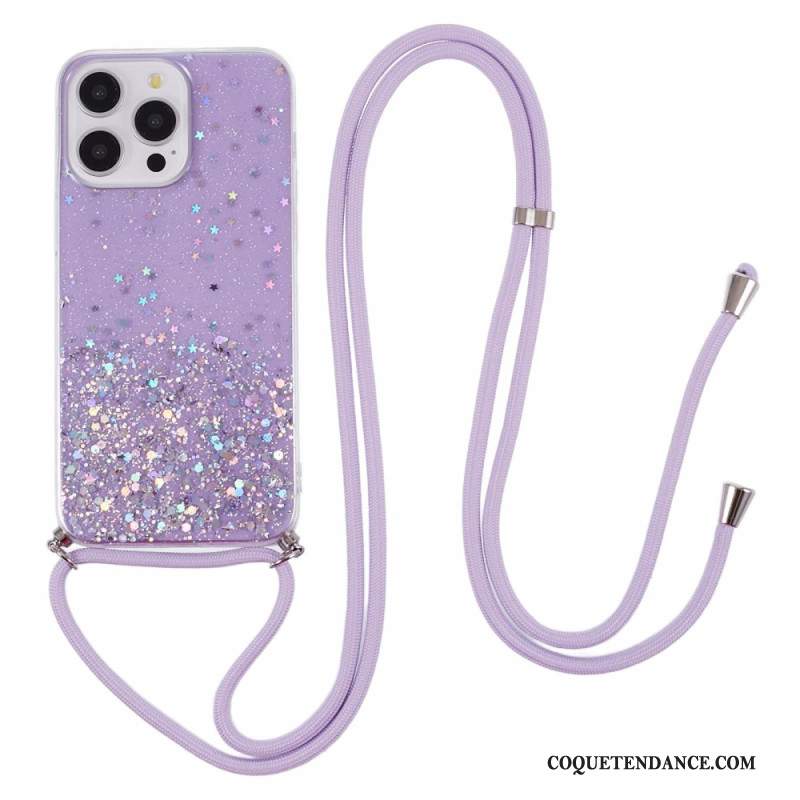 Coque à Cordon iPhone 16 Pro Max Paillettes