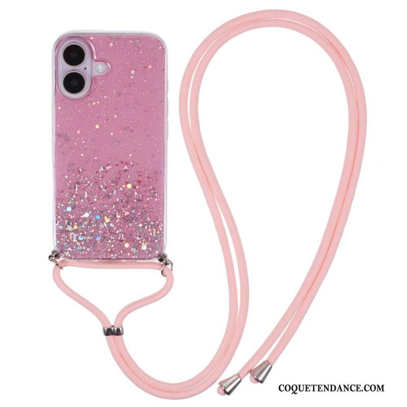 Coque à Cordon iPhone 16 Série Paillettes