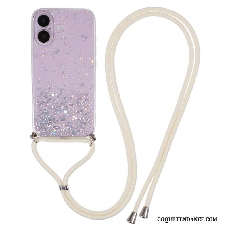 Coque à Cordon iPhone 16 Série Paillettes