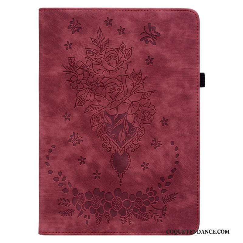 Etui Samsung Galaxy Tab S9 / S9 FE Papillons et Roses