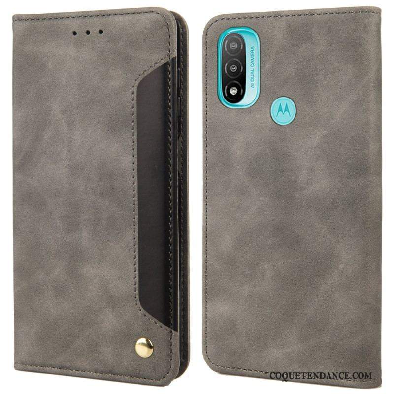 Flip Cover Moto E40 / E30 / E20 Effet Cuir Business Bicolore